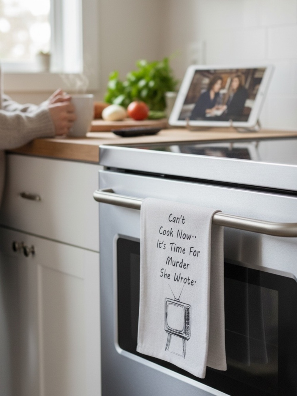 Funny White Murder She Wrote Kitchen Towel